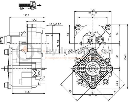 Hydrocar Przystawka odbioru mocy PTO P88Z4P25294 ZF P88Z4P25294