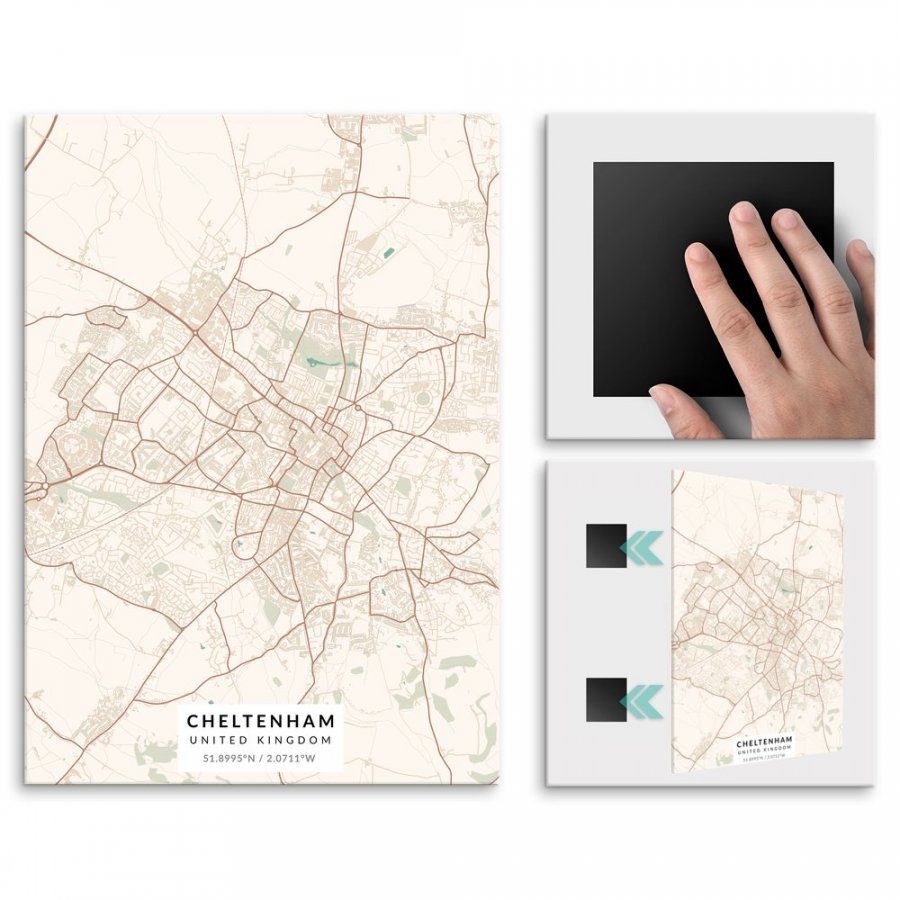 Pix4home Plakat metalowy Mapa Vintage Cheltenham L POS-L-04160
