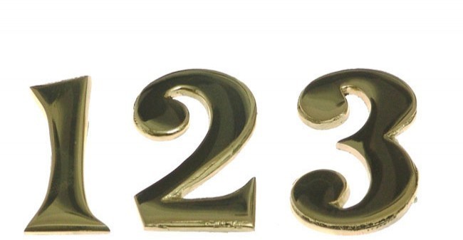 Cyfry mosiężne przybijane na gwoździki 7 cm