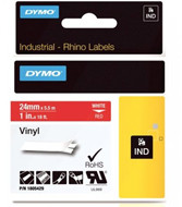 Dymo Oryginał RHINO taśma winylowa 24mm biała na czerwonym 1805429
