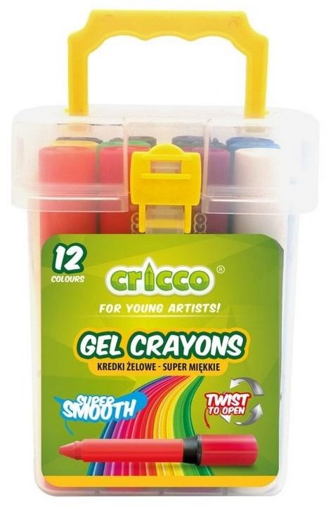 Cricco Kredki żelowe Twist 12 kolorów wiaderko CRICCO