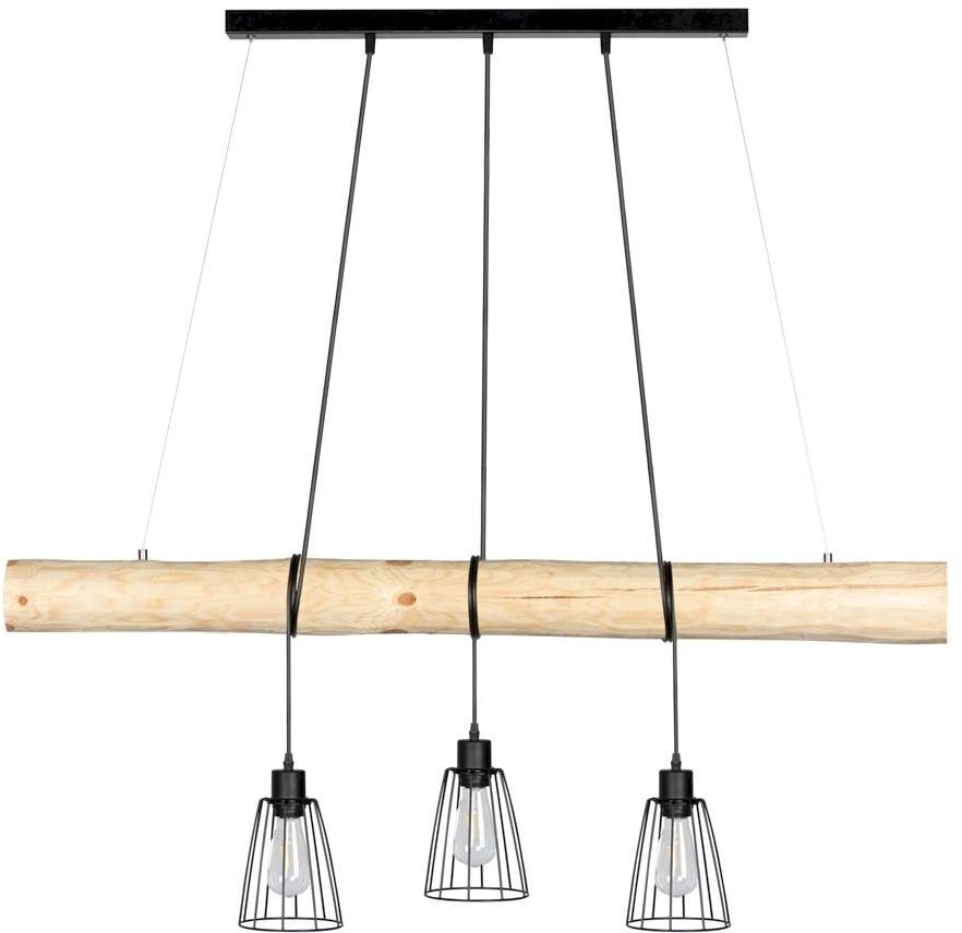 Spotlight Drewniana LAMPA wisząca TRABO LONG 69214304 ekologiczna OPRAWA rustykalny ZWIS belka townshend sosna czarny 69214304