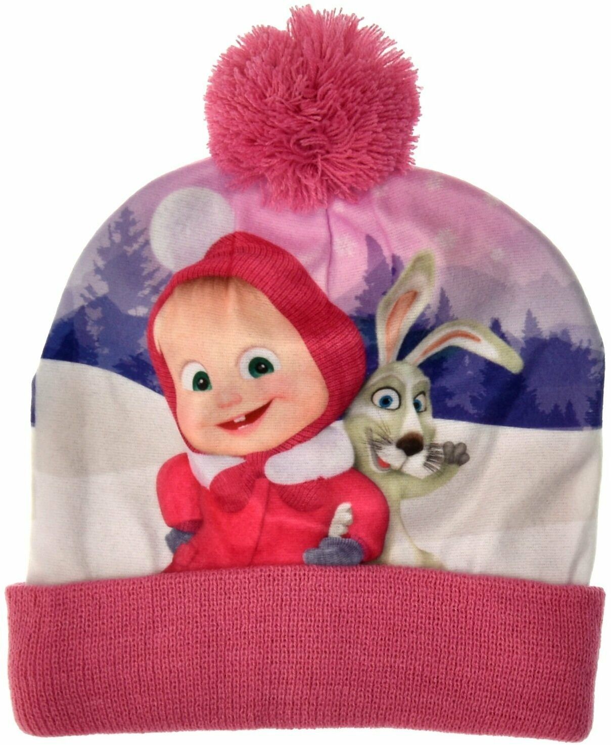 Licencja Zimowa czapka dla dzieci Masza i Niedźwiedź róż 22424