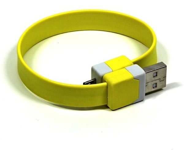NoName Kabel USB USB kabel 2.0 USB A 2.0 M-USB micro 2.0 M 0.25m żółty na nadgarstek