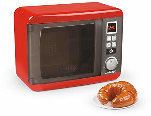 Smoby 7600310586WEB Tefal elektroniczna kuchenka mikrofalowa, akcesoria kuchenne, produkt dla dzieci od 3 lat, czerwony, szary, srebrny
