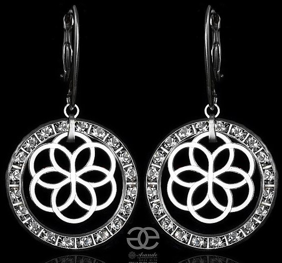 Swarovski ROSE SENSATION Piękne Kolczyki SREBRO