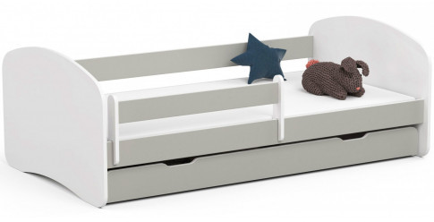 Łóżko do pokoju dziecięcego białe + szary Ellsa 3X 70x140