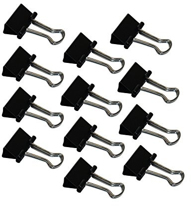 Wedo 6421415 klamerki o grubości 15 MM, 12 sztuk, lakierowana na czarno metalowa zdejmowane prasowania, sprężyną, czarny/srebrny 6421415