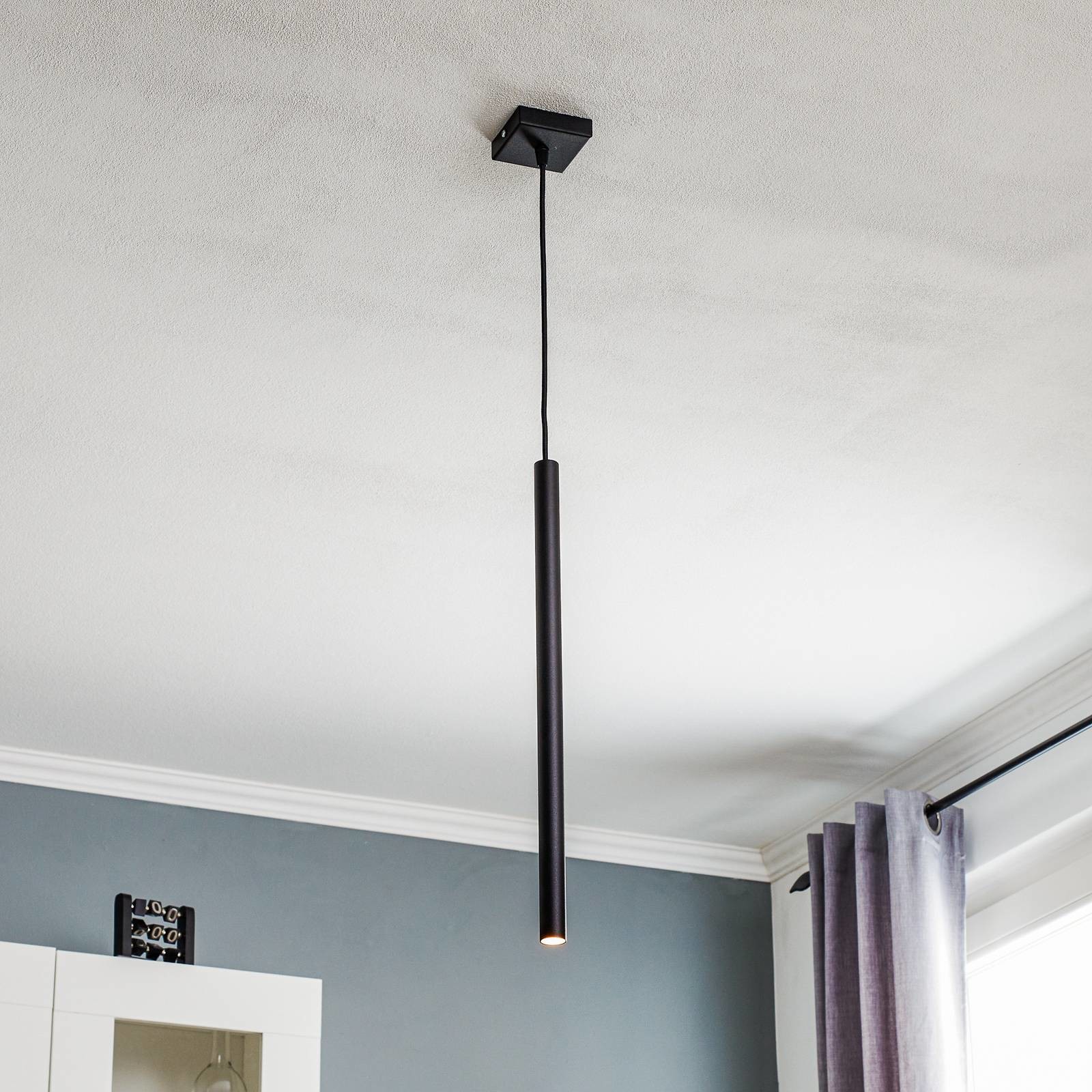 Euluna Lampa wisząca Thin, czarna, 1-punktowa
