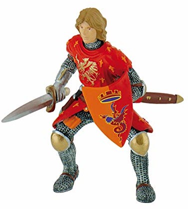 Bullyland 80786 - Spielfigur Prinz mit Schwert rot, Fantasy Sammelfigur, ca. 8,3 cm groß, liebevoll handbemalte Figur, PVC-frei, tolles Geschenk für Jungen und Mädchen zum fantasievollen Spielen