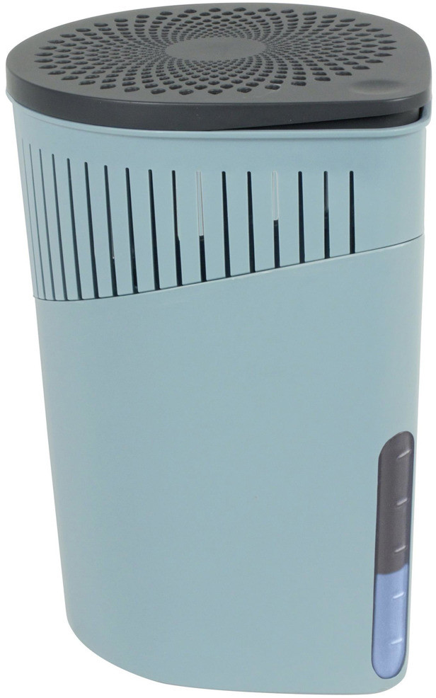 WENKO Pochłaniacz wilgoci kolor turkusowy szara pokrywa wkład z chlorku wapnia zapobiega powstawaniu pleśni wymiary 15x23x15 cm B075RFCH9K