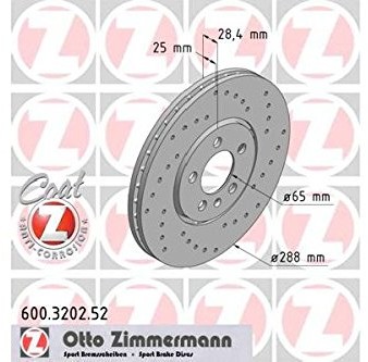 ZIMMERMANN 600.3202.52 hamulce z przodu,, perforowane, sport Coat z 600.3202.52