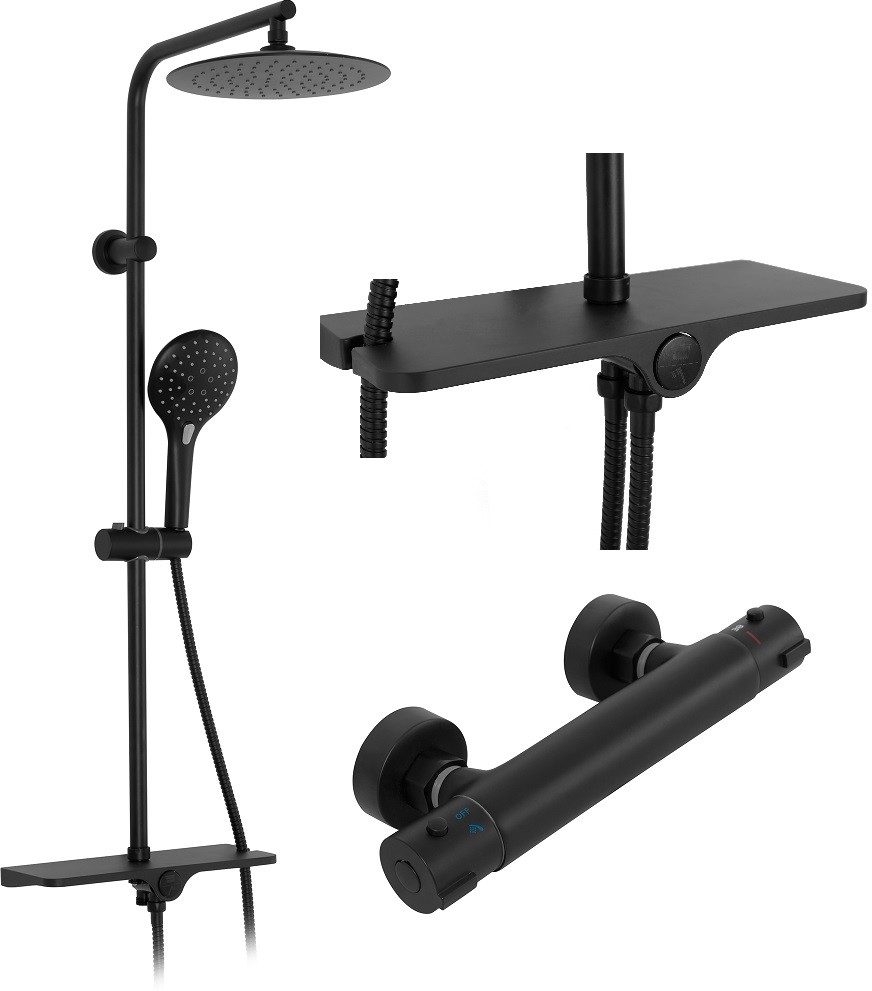 Rea Zestaw natryskowy z termostatem MIKE Black P0550