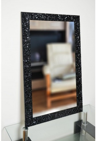 Łukasz Ochwat Alfaram Lustro glamour w bogatej czarnej ramie w wysokim połysku 8002001, Lustro w ramie: 70x170