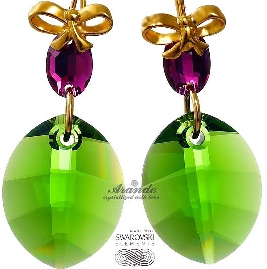 Swarovski NOWE KOLCZYKI GREEN SWEET ZŁOTE SREBRO