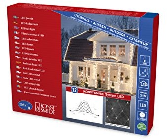 Konstsmide 4823  103 siatka świetlna LED Hightech system rozszerzenie//Na zewnątrz (IP44)/208 ciepłe białe diody/przezroczysty przewód 4823-103