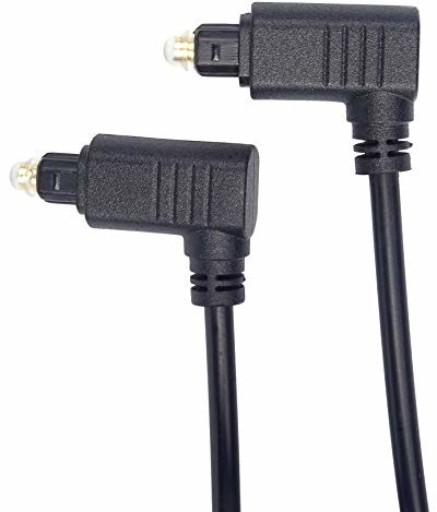 PremiumCord Optyczny kabel audio Toslink zagięty - 2 m, Toslink wtyczka 90° na wtyczkę 90°, kabel cyfrowy do zestawu stereo HiFi Sounbar TV, HQ Audio, pozłacany, kolor czarny kjtos4-2