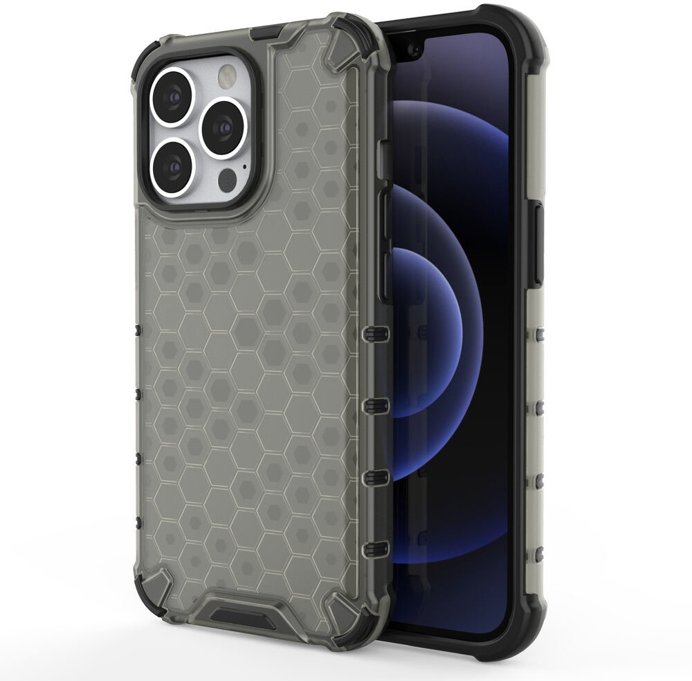 Hurtel Honeycomb etui pancerny pokrowiec z żelową ramką iPhone 13 Pro czarny