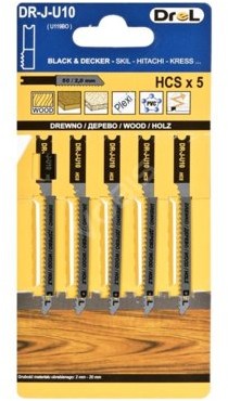 DREL Brzeszczoty do wyrzynarek DR-J-U10 50mmx 2mm 5szt Typ chwytu 