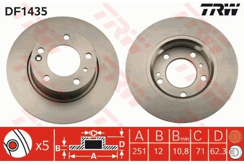 TRW Tarcza hamulcowa DF1435