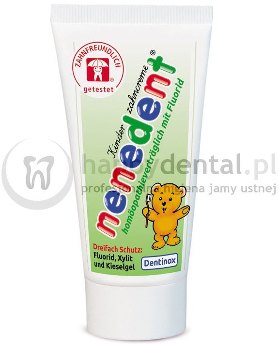 Dentinox Ges NENEDENT Homeopatyczna pasta 50 ml - Homeopatyczna pasta do zębów w fluorem o smaku jabłkowo-bananowym // (PROMOCJA!!! DATA WAŻNOŚCI 03.2019)