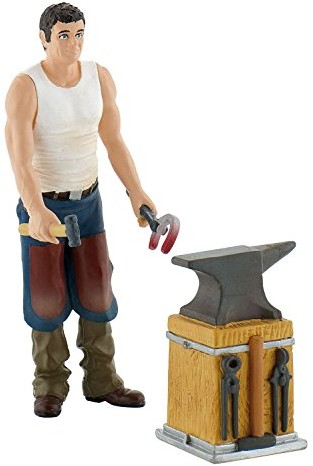 Bullyland 62041  figurka zestaw  podkucia koni, Kowal do gier i ambos