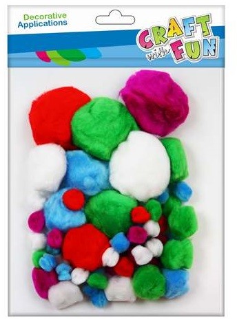 Craft with Fun Ozdoba dekoracyjna Pompon Akryl 60szt Mix Pbh 12/144