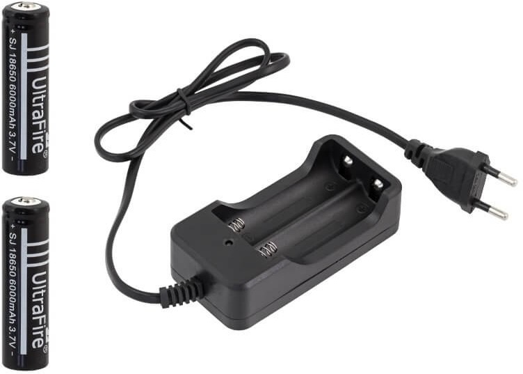 Ładowarka ogniw baterii 18650 + 2 akumulatory 6000