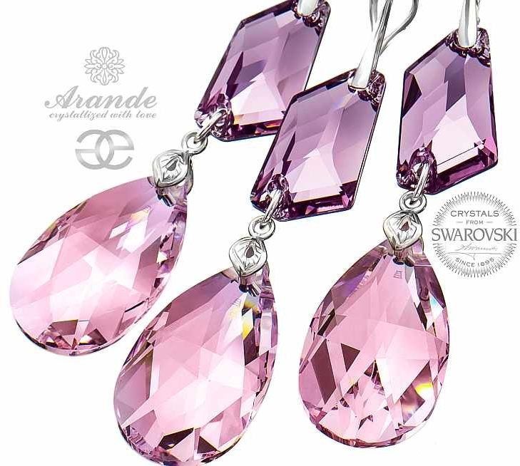 Arande SWAROVSKI kolczyki wisiorek komplet FIOLETOWY SREBRO 700777