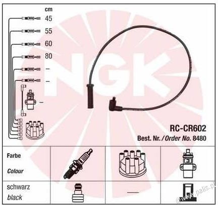 NGK Przewody zapłonowe 8480 RC-CR602 8480
