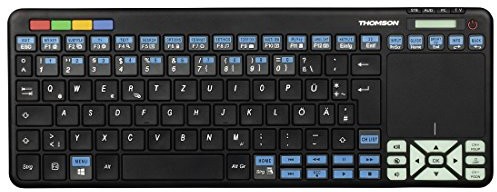 Thomson bezprzewodowa klawiatura do Philips Smart TV o 4in1 uniwersalny pilot zdalnego sterowania (do TV/STB/Audio/PC, łącznie z panelu dotykowego, bezprzewodowa mysz, QWERTZ, podświetlany, przyciski 00132701