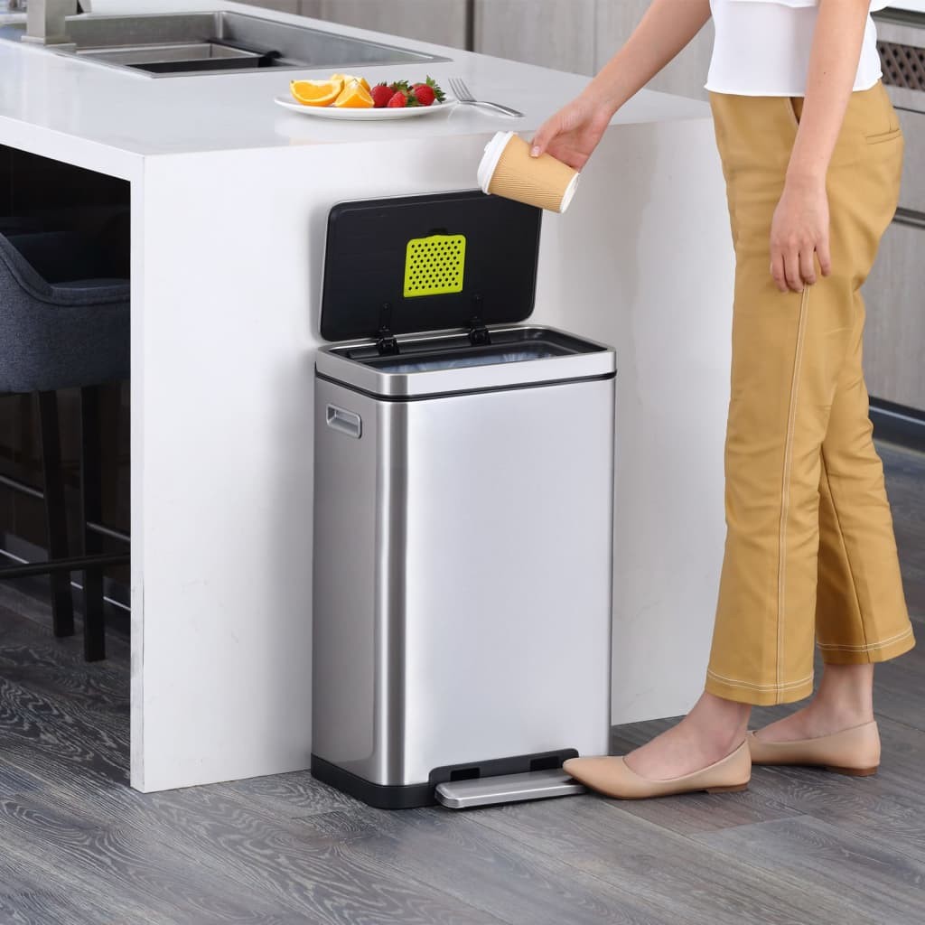 Vepa Bins EKO Kosz na śmieci z pedałem X-Cube, 30 L, matowy, srebrny