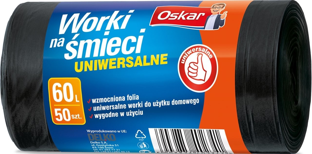 Oskar Delko Worki na śmieci uniwersalne HD 60L 50szt  24622