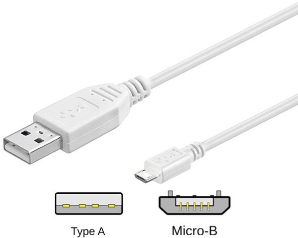Pro Pro USB 2.0 A/MicroUSB B - White - 1m 4040849961939