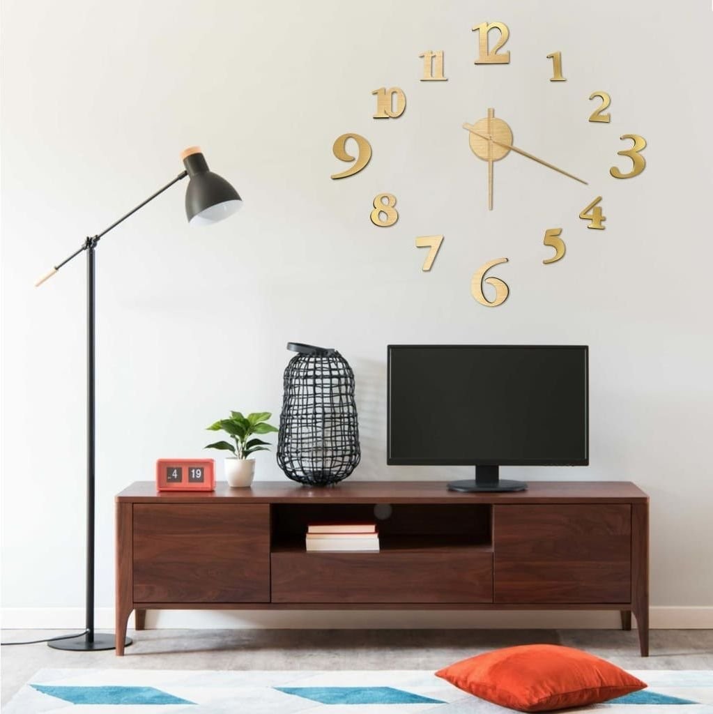 vidaXL vidaXL VidaXL Zegar ścienny 3D nowoczesny design złoty 100 cm XXL 325160