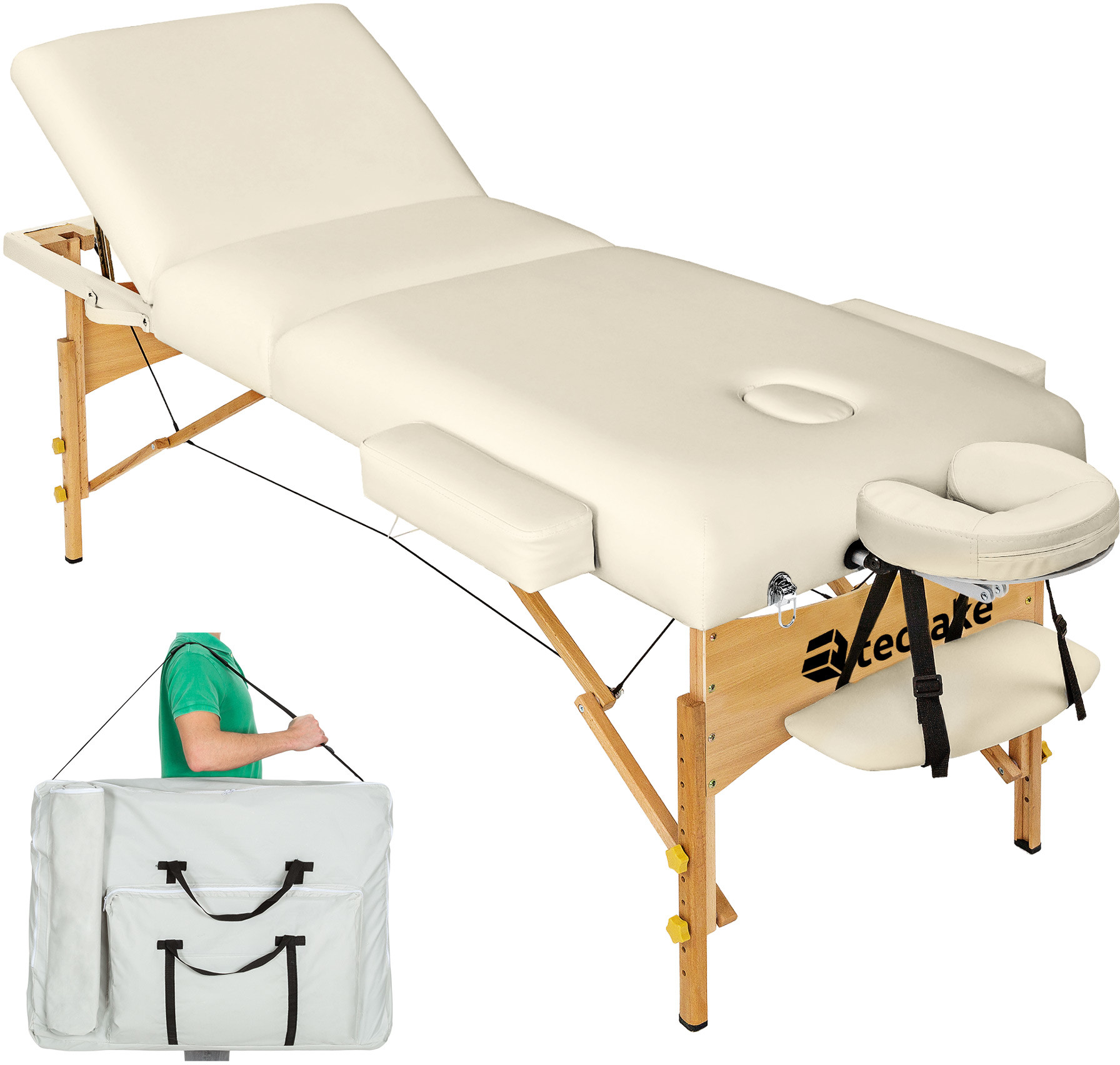 tectake Stół do masażu Somwang - beżowy 404375