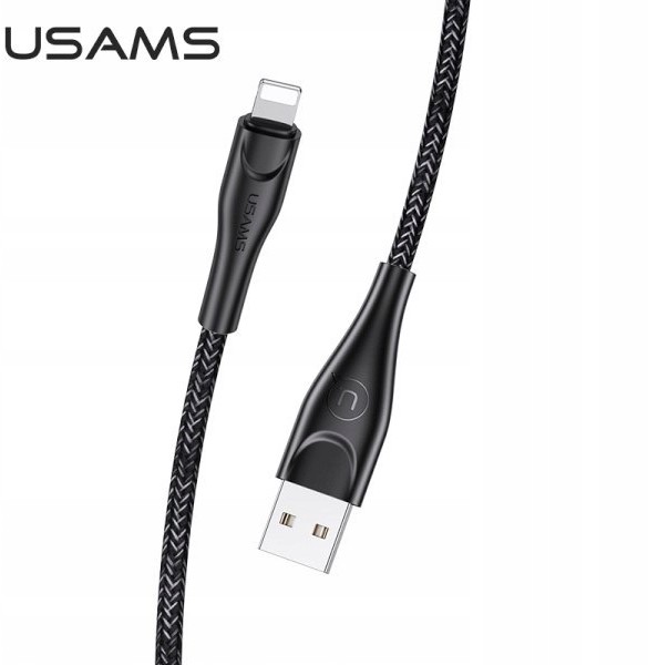 USAMS Kabel pleciony U41 lightning 2m 2A czarny