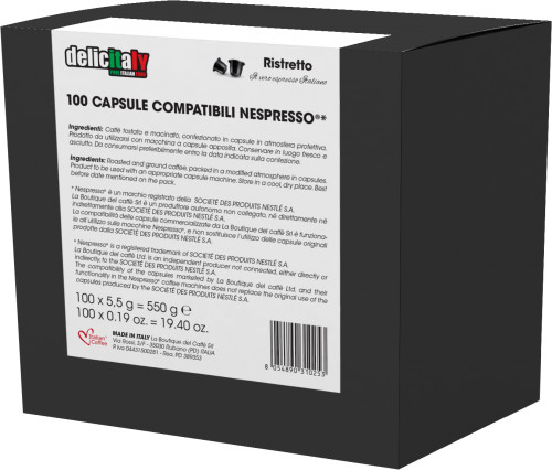 Delicitaly Ristretto kapsułki do Nespresso - 100 kapsułek