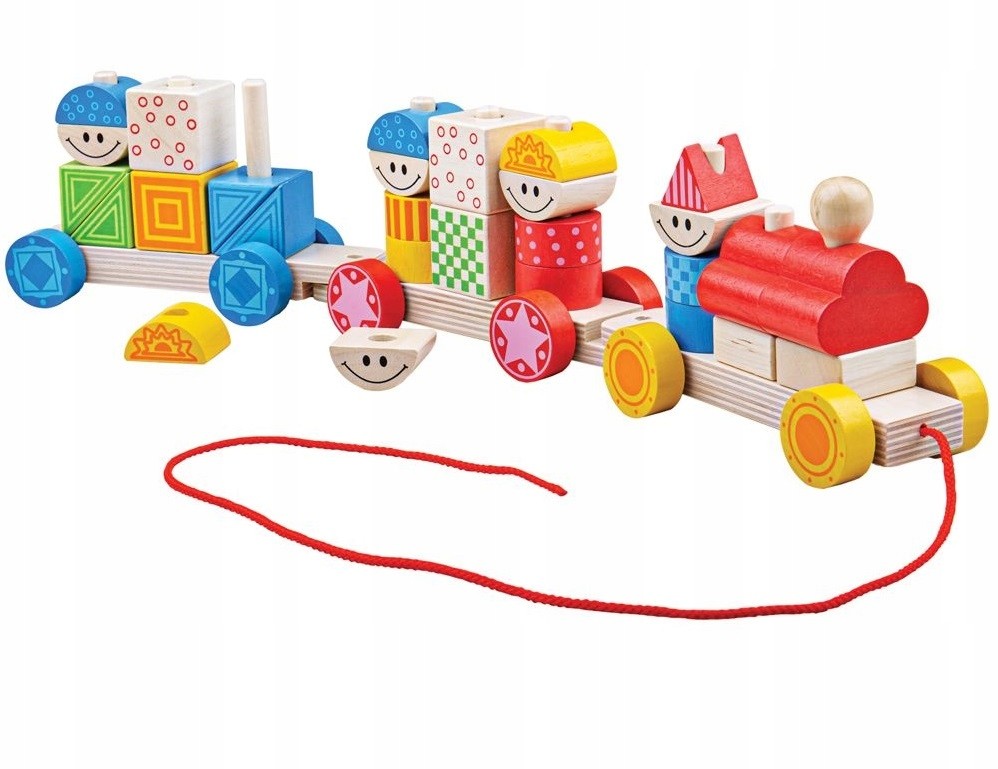 Bigjigs Toys Drewniany pociąg z klockami 12m+