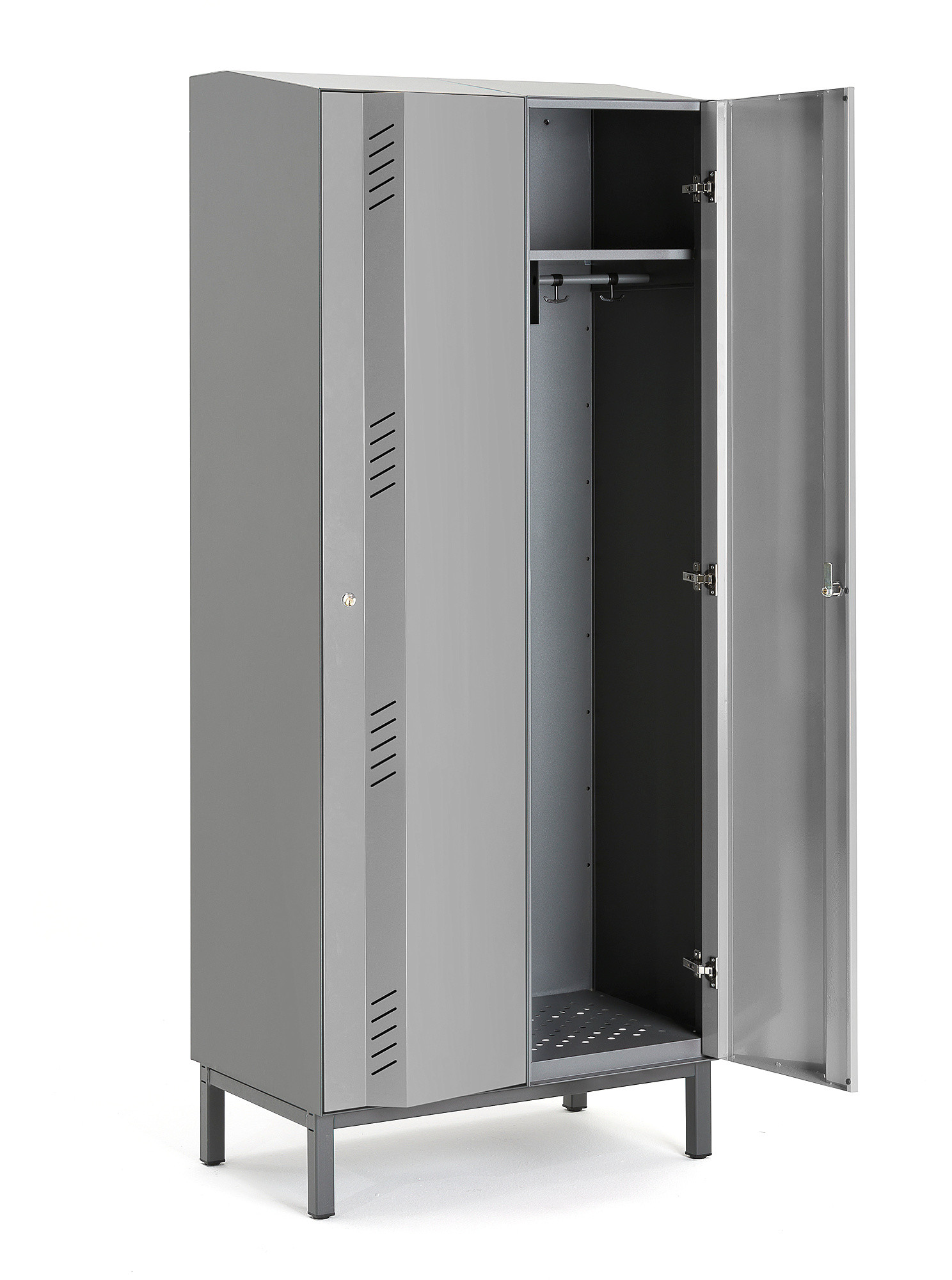 AJ Create: metalowa szafa 2 moduły 1985x600x500 mm szara zawiera nóżki 561322