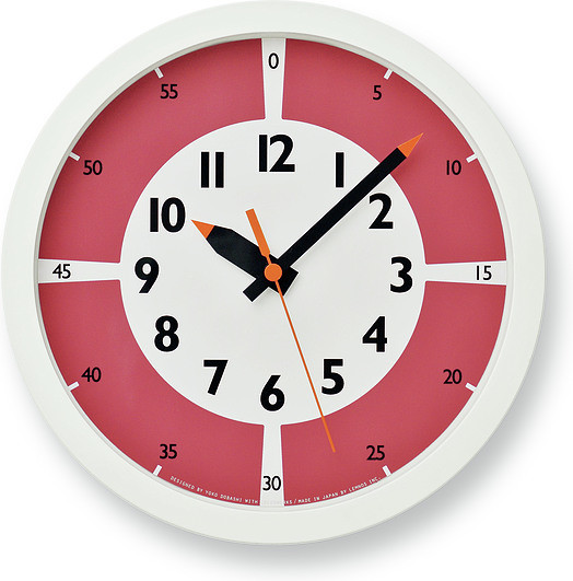 Lemnos Zegar ścienny Fun Pun Color 24,8 cm czerwony YD15-01 RE