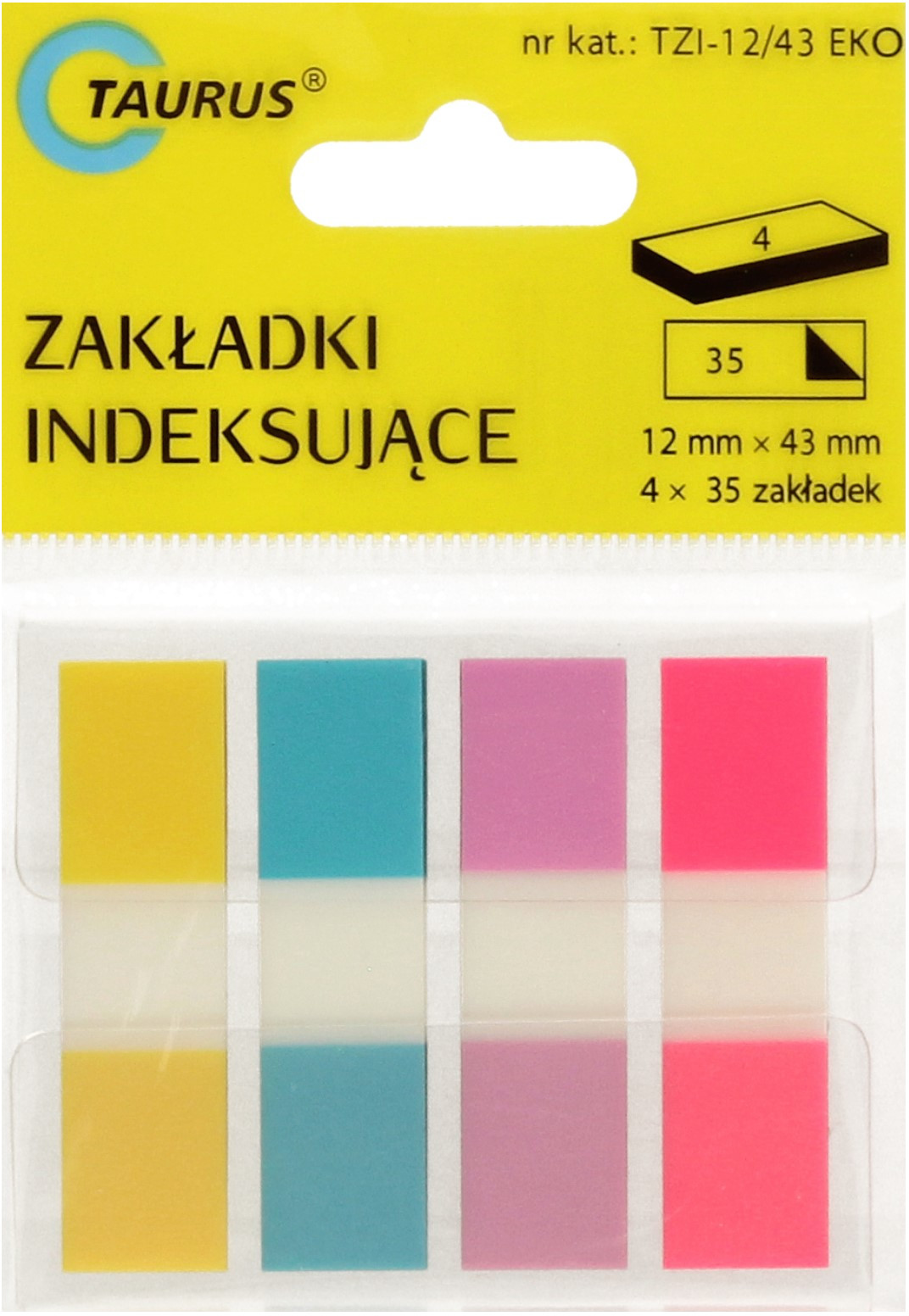 TAURUS Zakładki indeksujące 12x43/35 4kol Eko