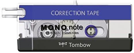Tombow CT-ycn2.5 B Correction Roller Mono części boczne odwijania, 2.5 MM X 4 m, czarny/niebieski/biały CT-YCN2.5-B