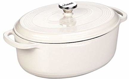 Lodge Enameled Cast Iron Oval Dutch Oven, biały