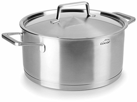 Lacor garnek do smażenia z pokrywką Foodie 24 x 11.5 cm, stal nierdzewna, Grey, 24 cm CM 45024