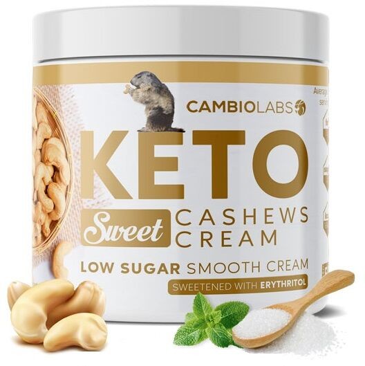 Cambiolabs Masło z nerkowców słodzone erytrytolem - krem orzechowy na słodko - bez cukru, soli i oleju palmowego (Keto Sweet Cashew Cream)