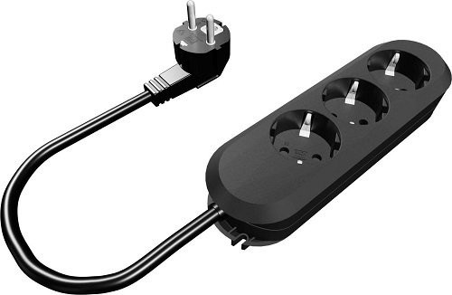 Bachmann 387.171 gniazdko na stół Smart 3 X Schuko, przewód zasilający 3 m, czarny (2473558)