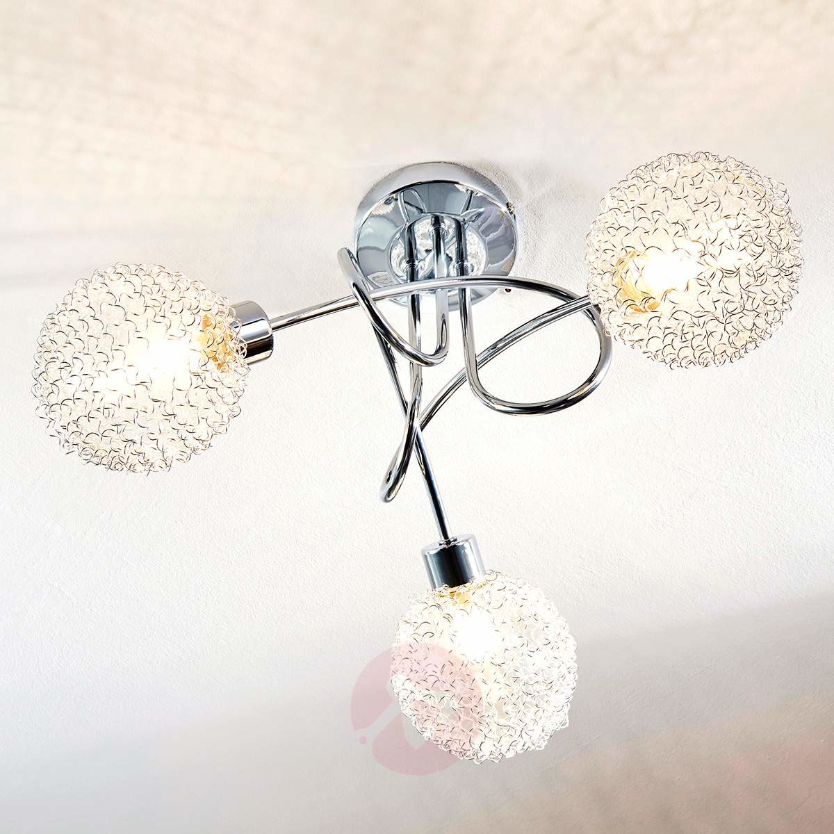 Lindby Designerska lampa sufitowa chrom 40 cm 3-punktowa - Ticino