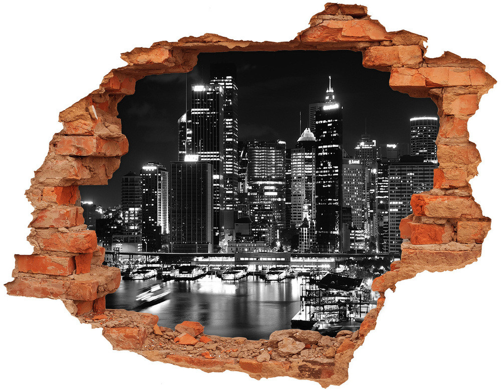 Wallmuralia.pl Fototapeta dziura na ścianę 3d Sydney nocą