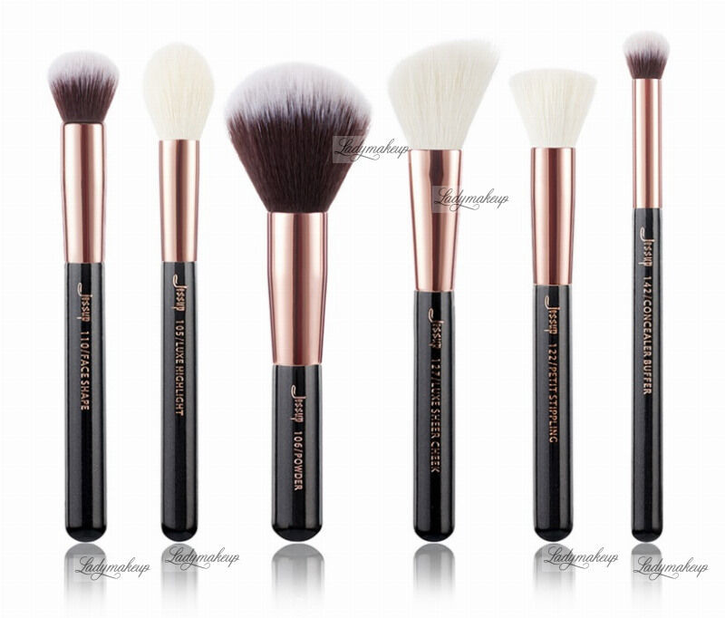 Jessup beauty JESSUP - Individual Brushes Set - Zestaw 6 pędzli do makijażu twarzy - T164 Black/Rose Gold